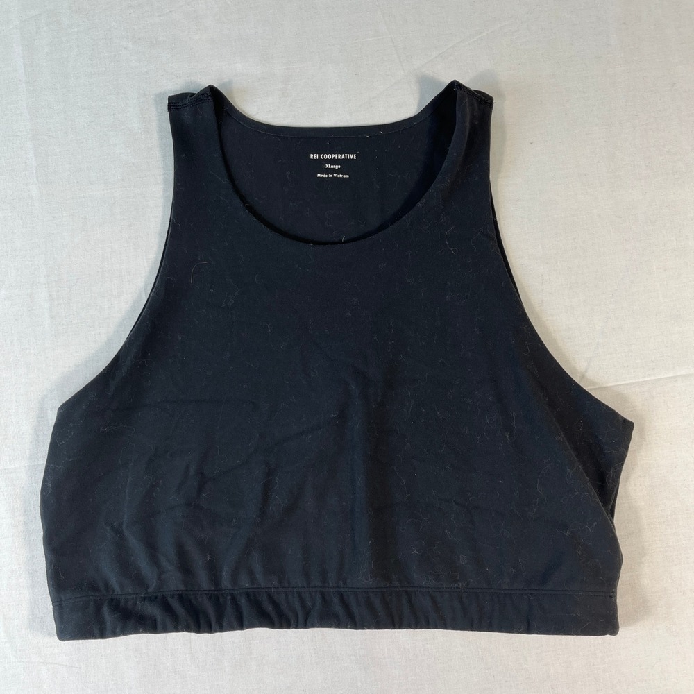 REI Cooperative Crop Top Women XL Black Good Activewear High Neck Tank